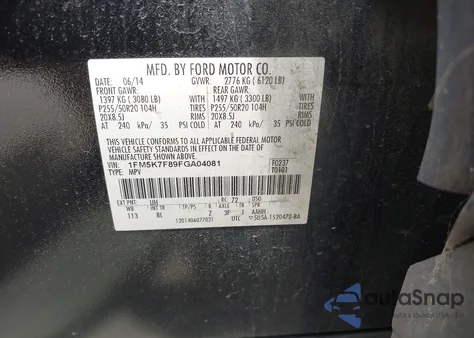 2015 Ford Explorer Limited z USA, uszkodzony, nr VIN 1FM5K7F89FGA04081